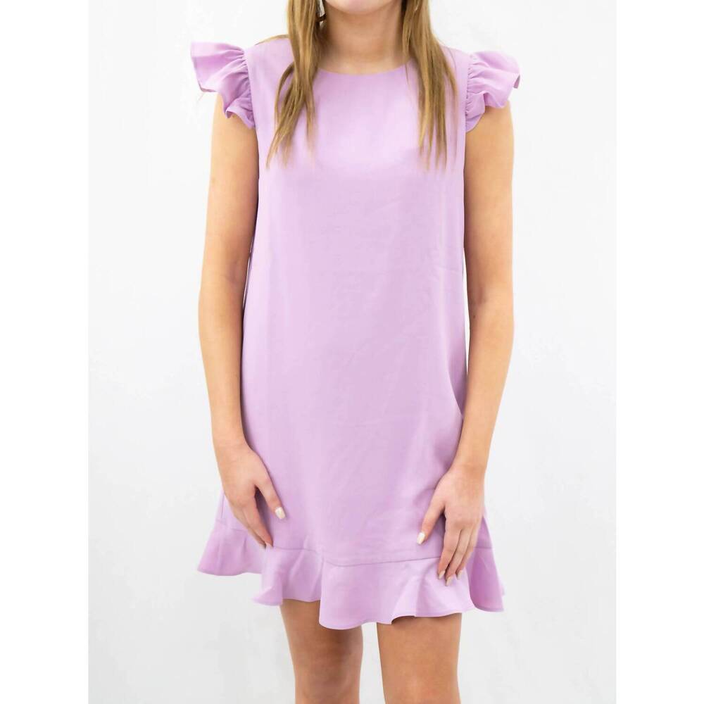 NEW PRETTY FOLLIES ruffle sleeve mini dress in lavender